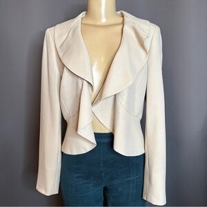 KASPER Elegant Cream Ruffle Blazer